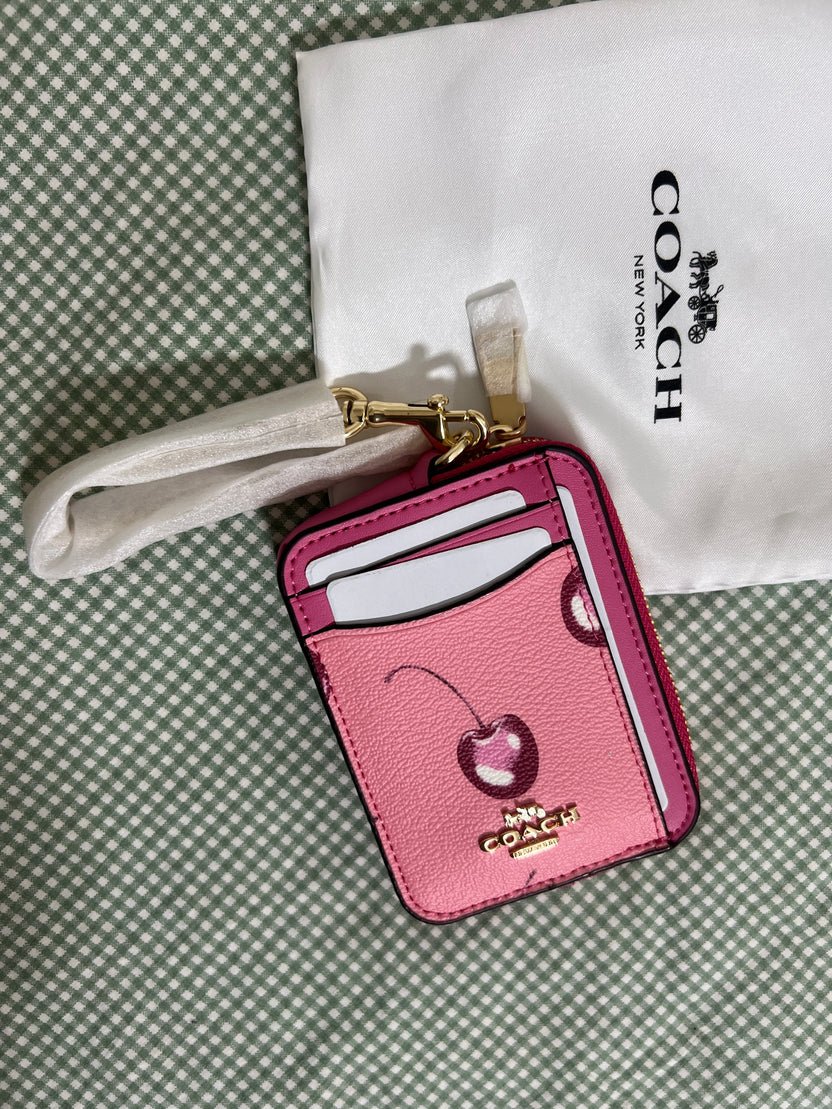 Coach Zip Card Case (Pink Cherry)
