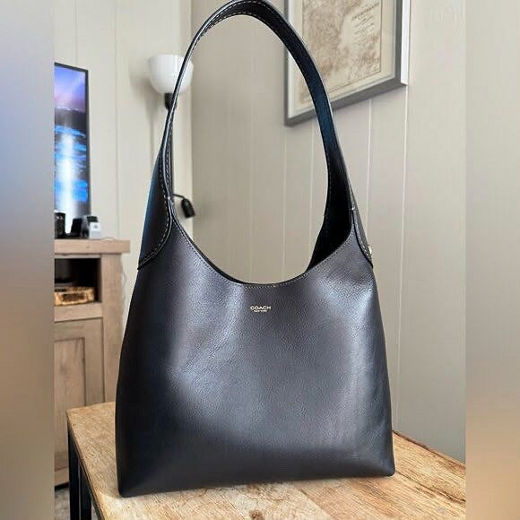 Coach Brooklyn 28 Leather Shoulder Bag (Black)