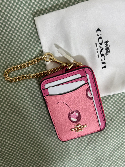 Coach Zip Card Case (Pink Cherry)