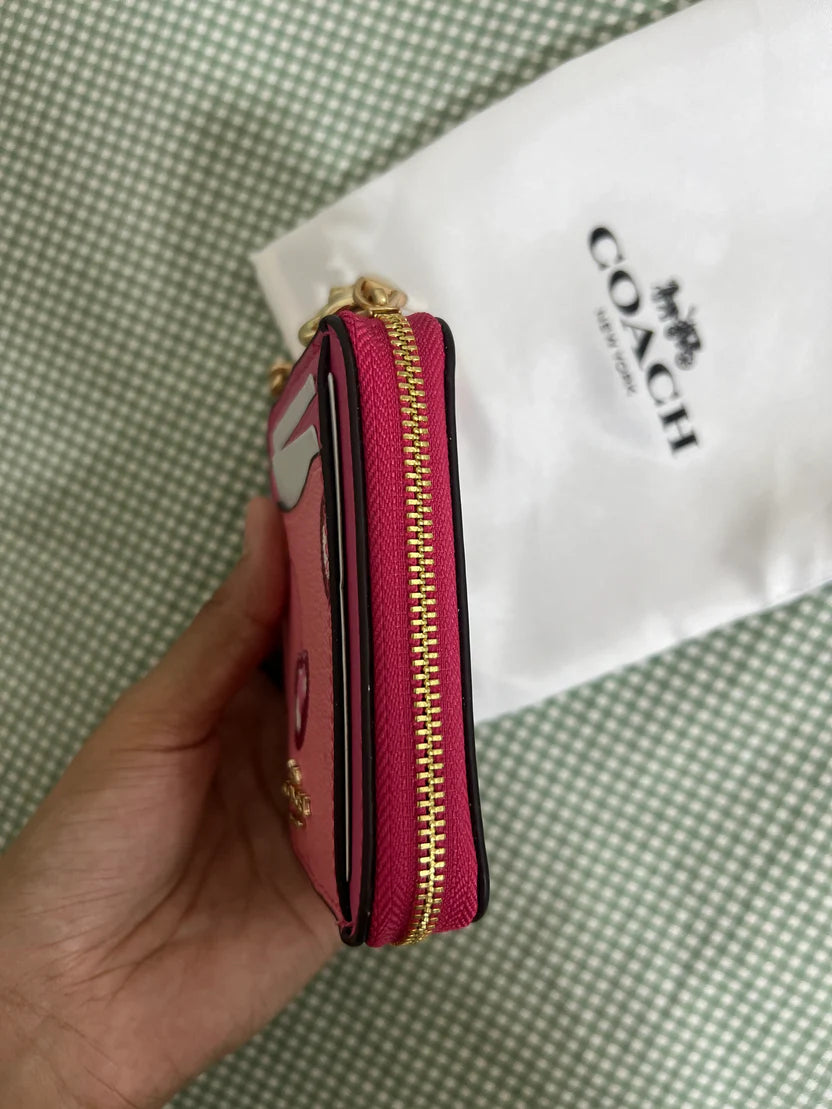 Coach Zip Card Case (Pink Cherry)