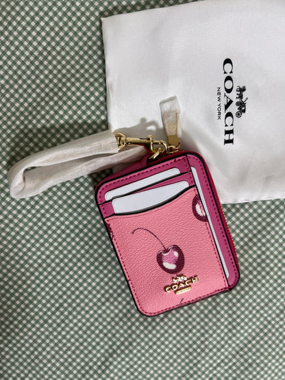 Coach Zip Card Case (Pink Cherry)