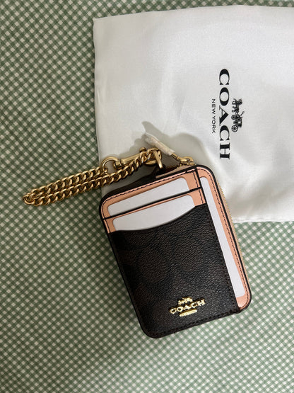 Coach Signature Canvas with Peach Brown Trim