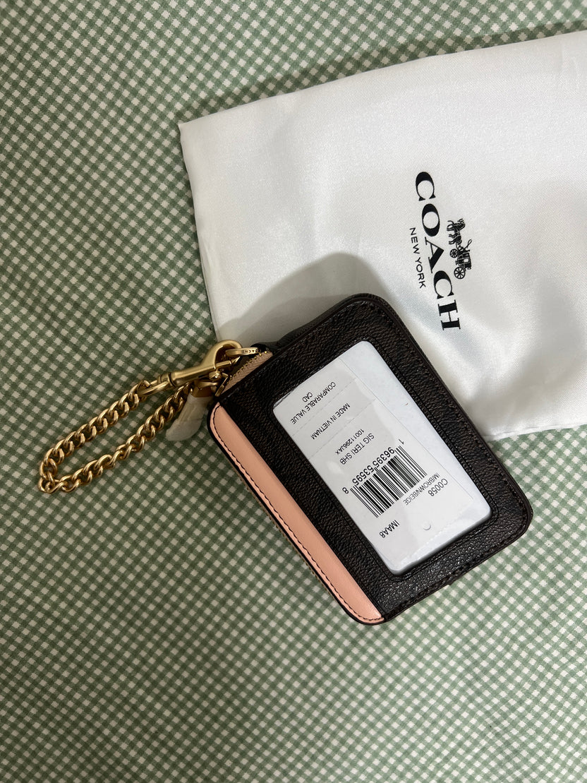 Coach Signature Canvas with Peach Brown Trim