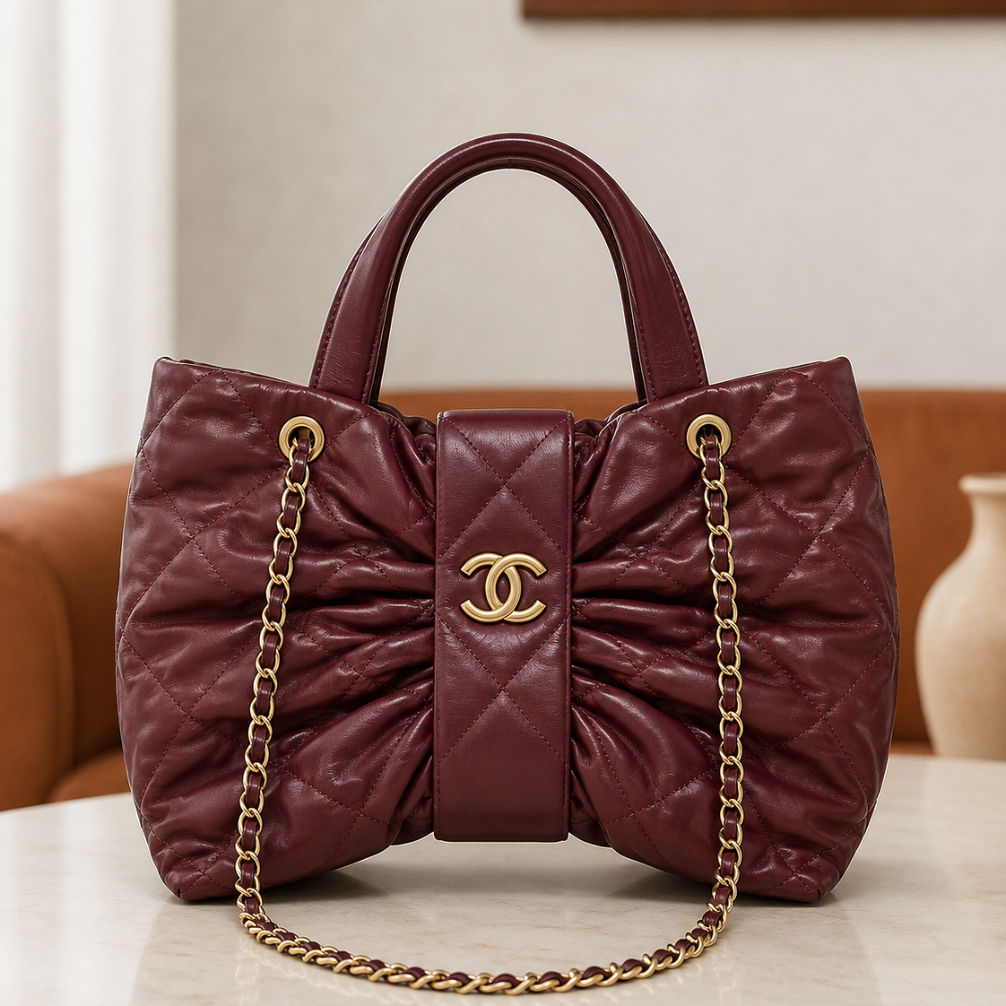 Chanel Bow Bag (Burgandy)