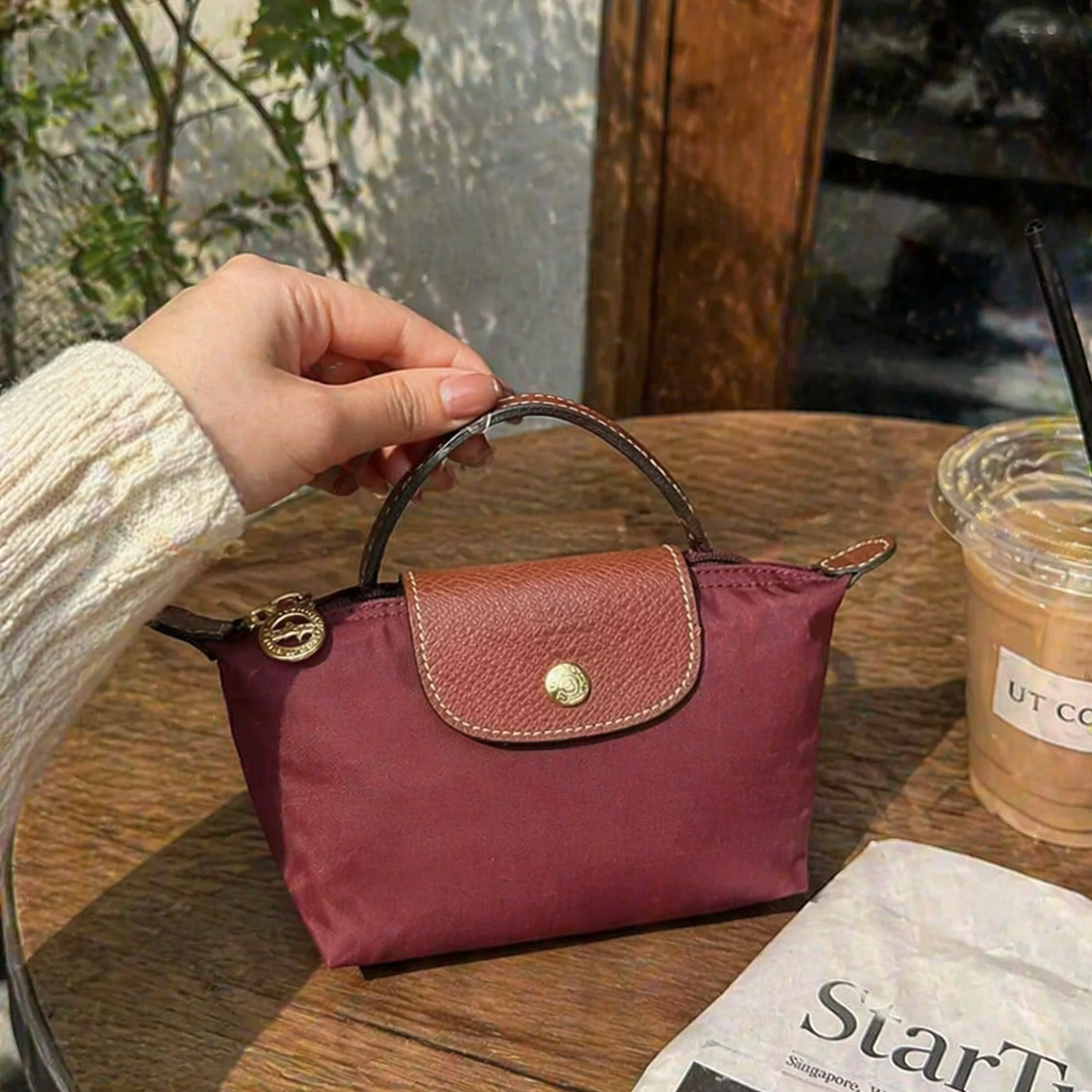 Longchamp Mini Crossbody Bag(Burgundy)